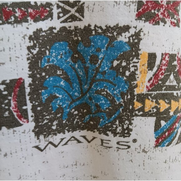 SURFER Vintage Mens T-shirt LARGE 1990s WAVES FULL WRAP SURF GRAPHIC gray - Picture 5 of 7